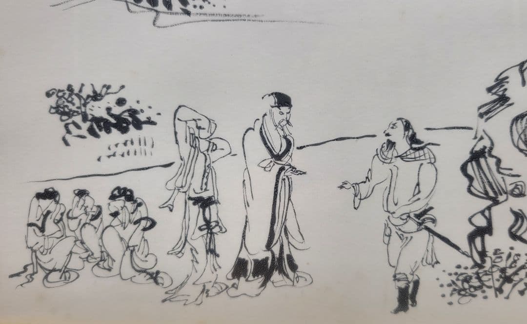 木村荘八　三国志　ペン画　額入り　書画、骨董品、美術品