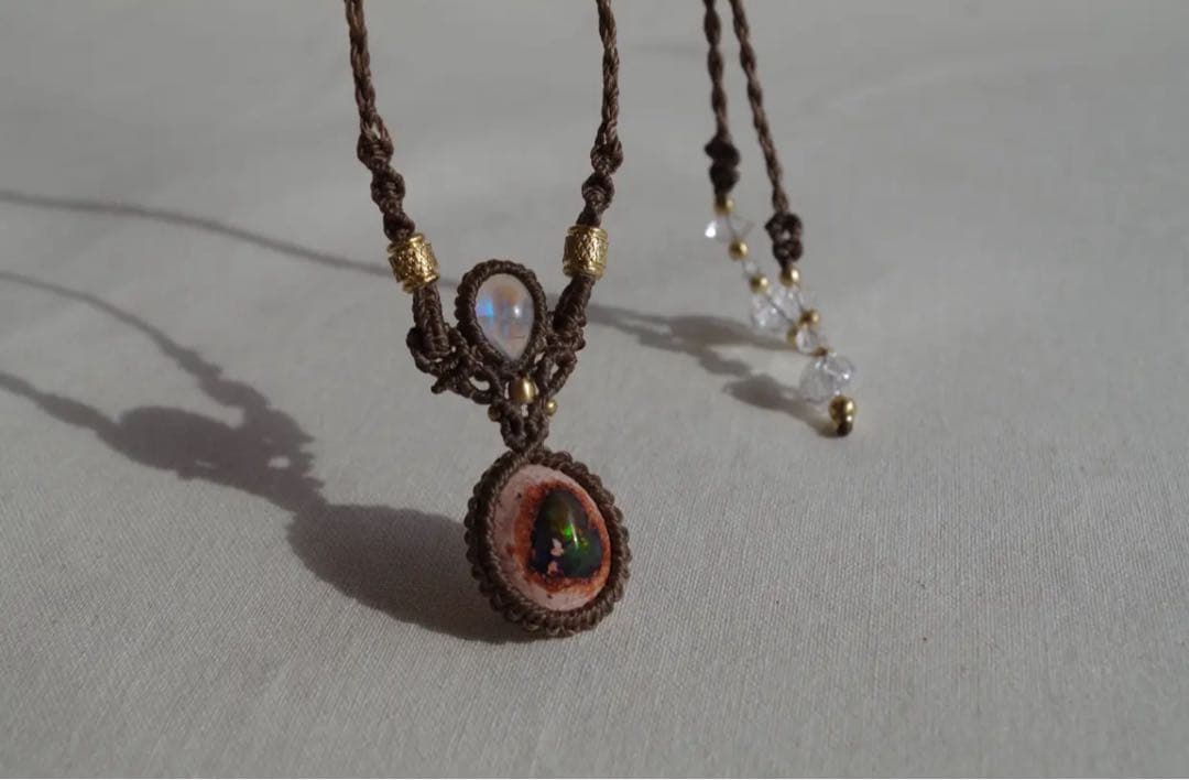 Cantera opal × RainbowMoonstone necklace