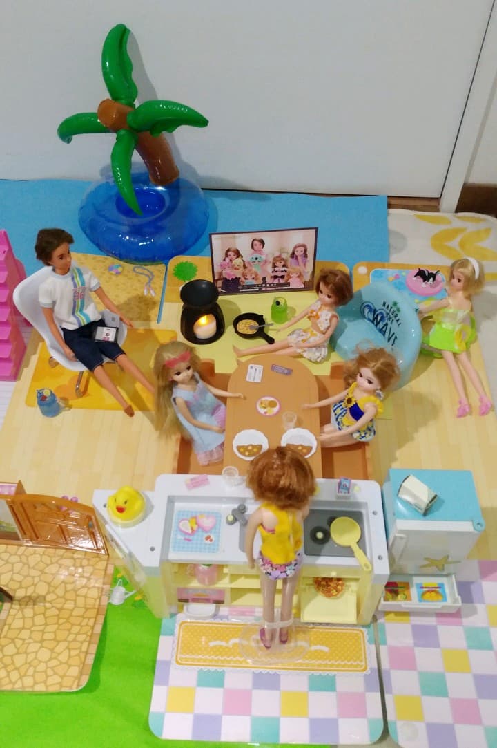 旧64 『テラスから海へ♪ビーチハウス』リカちゃんゆったりさん 音の出るキッチン