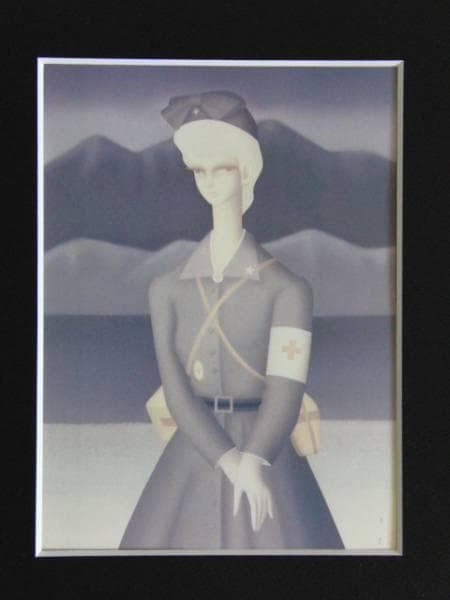 東郷青児、【ナース像】、希少な額装用画集より、新品額装付、状態良好