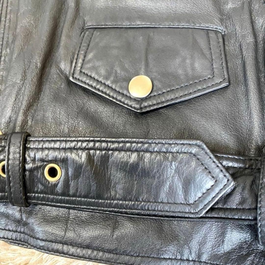 PACHA ショート丈ダブルレザージャケット　ライダース　ブラック