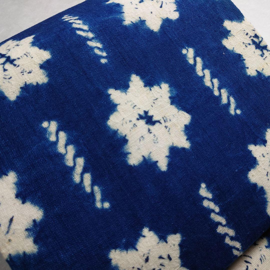 木綿 名古屋帯 藍染 絞り 工芸品 雰囲気あり 極上 逸品 訳あり