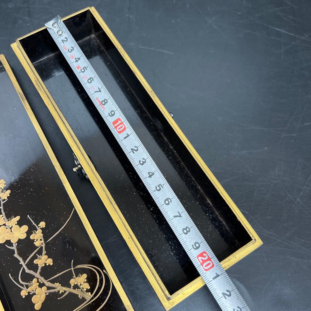 時代　木製蒔絵筆箱　縦21.5㎝　東Y7-1125☆2Fトコチ