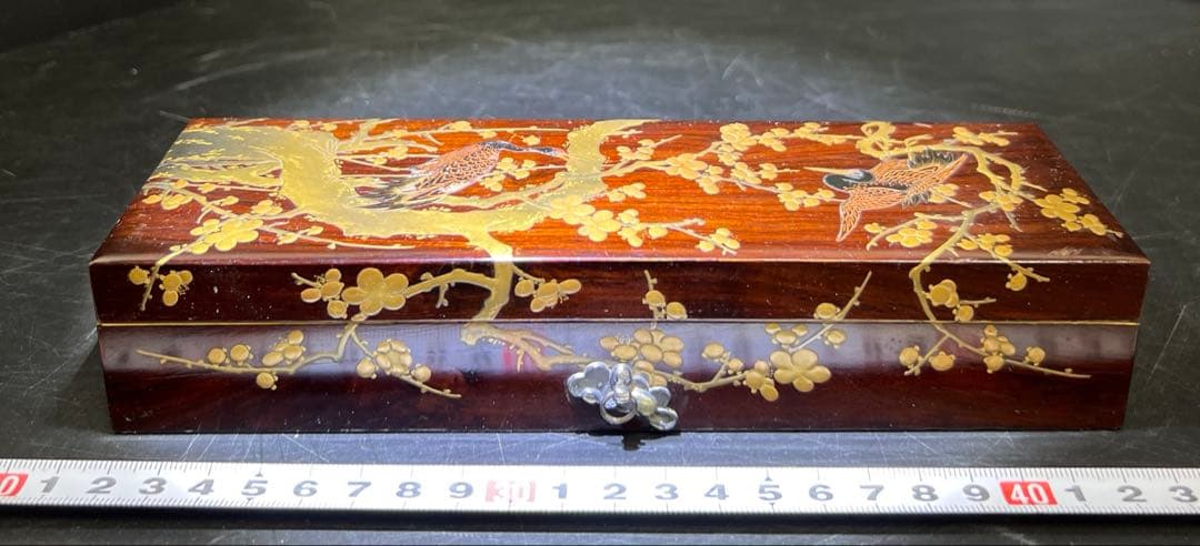 時代　木製蒔絵筆箱　縦21.5㎝　東Y7-1125☆2Fトコチ