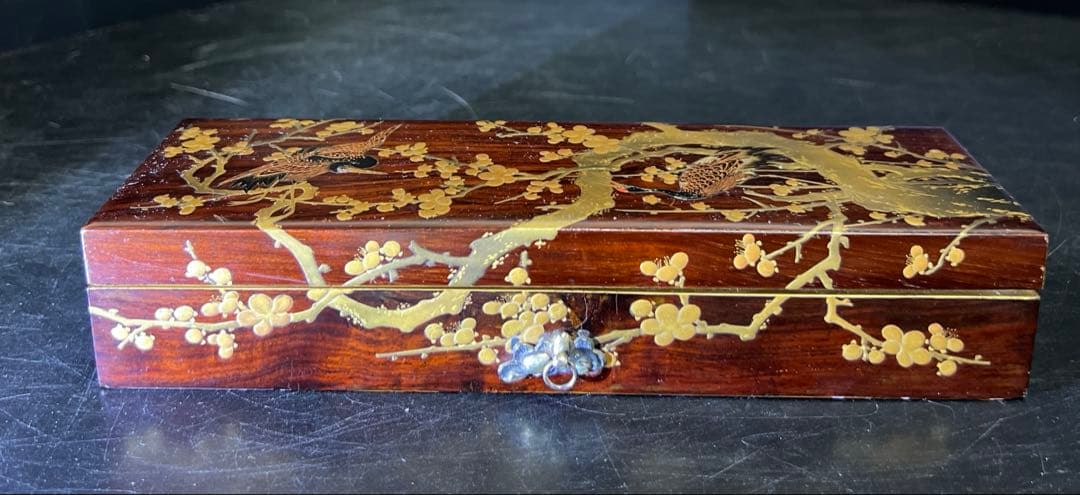 時代　木製蒔絵筆箱　縦21.5㎝　東Y7-1125☆2Fトコチ