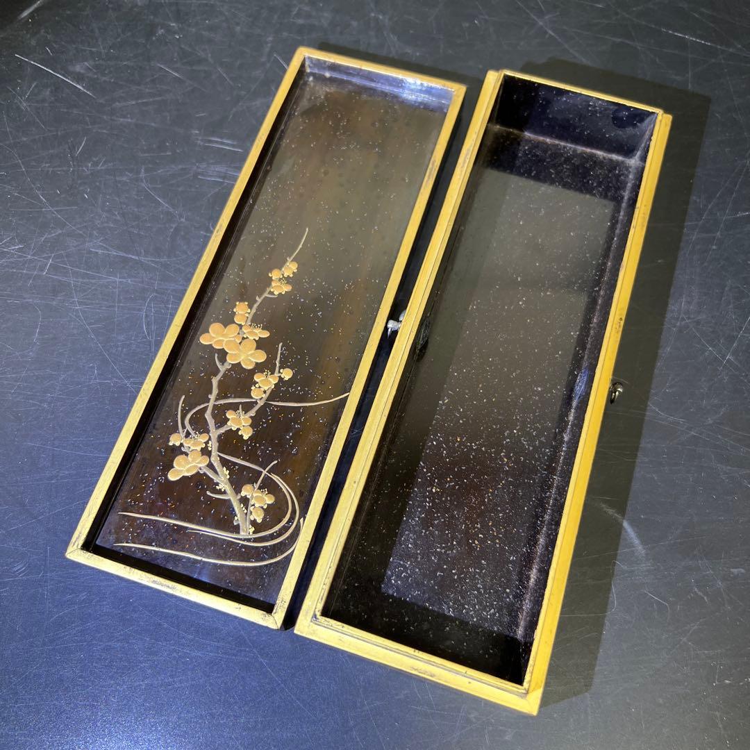 時代　木製蒔絵筆箱　縦21.5㎝　東Y7-1125☆2Fトコチ