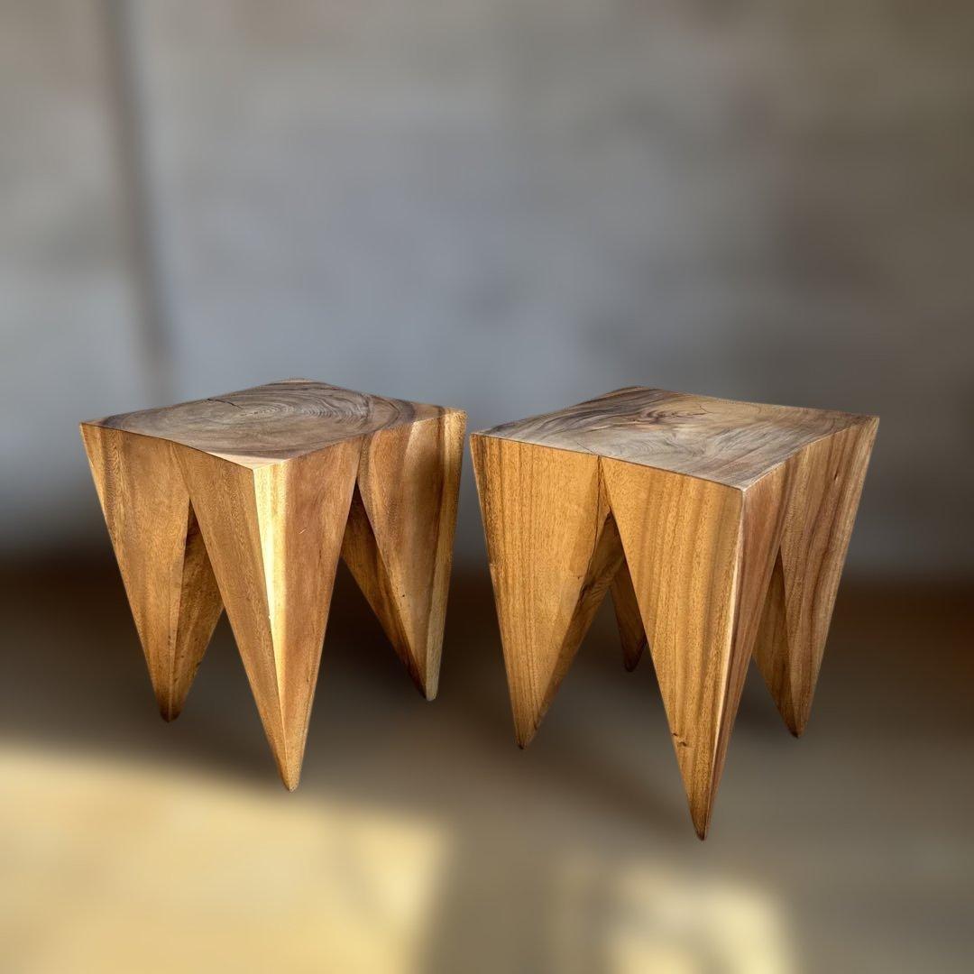 KIBIROI クリスタルサイドテーブル 無垢材 スツール オブジェ　1脚