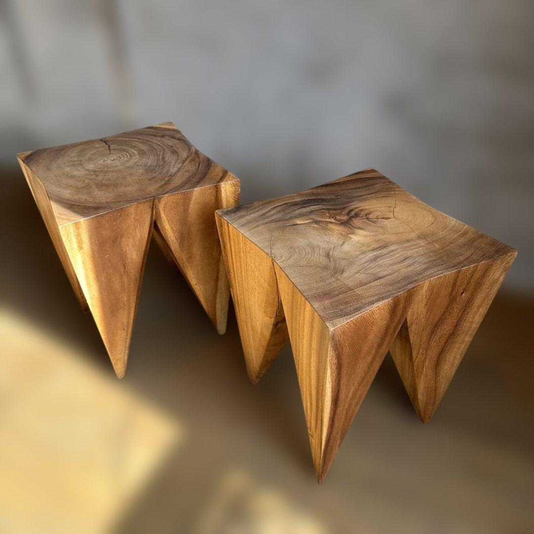 KIBIROI クリスタルサイドテーブル 無垢材 スツール オブジェ　1脚