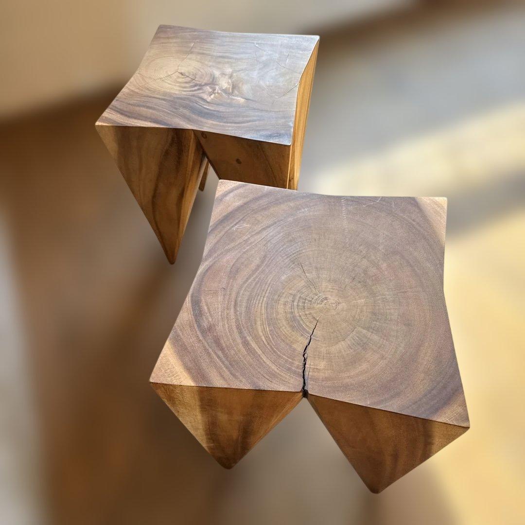 KIBIROI クリスタルサイドテーブル 無垢材 スツール オブジェ　1脚