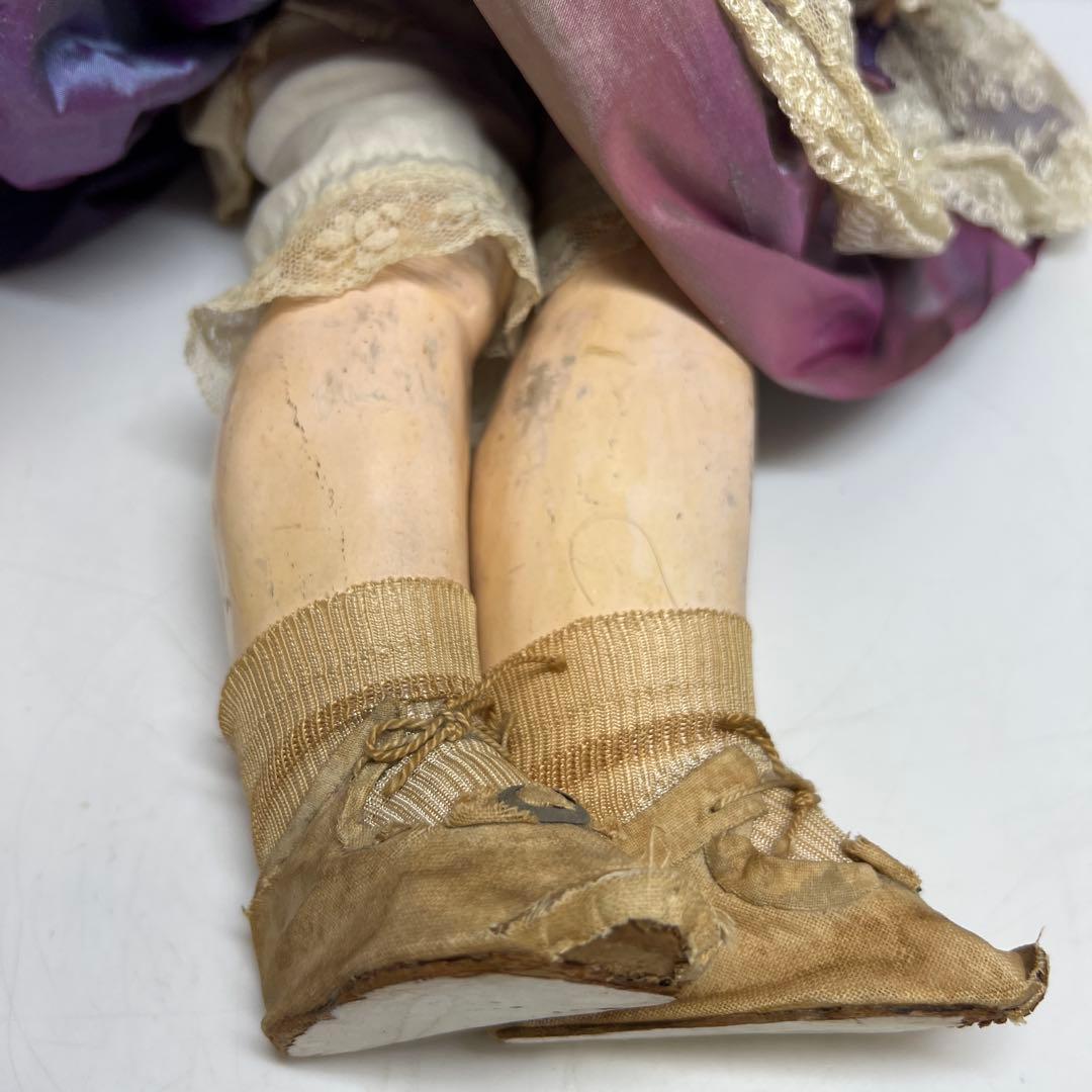 アーモンド・マルセル　アンティークビスクドールブラウンアイオープンマウス銘A&M