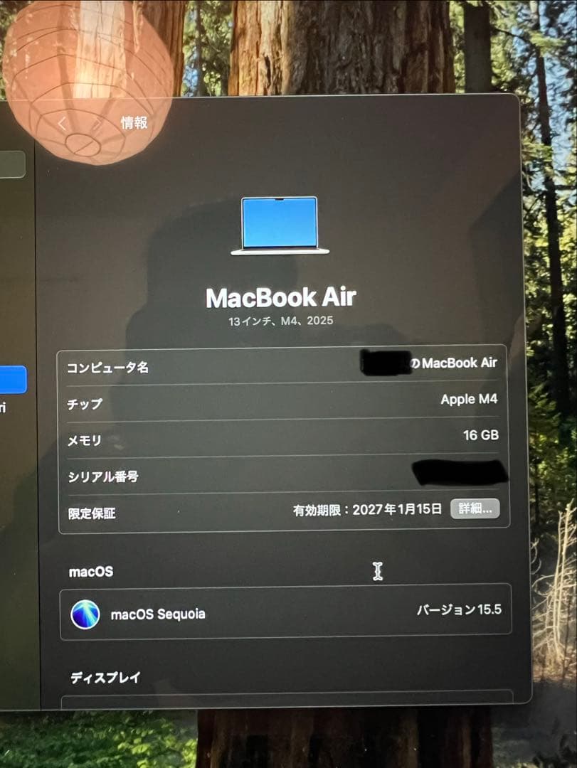 MacBook Air 13.6インチM4 16GB 256GBスターライト