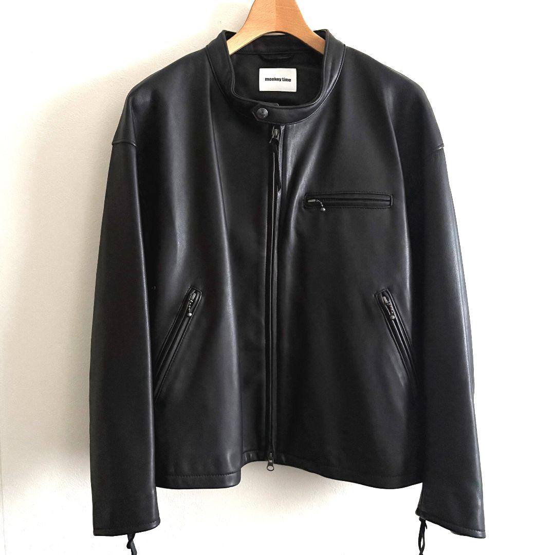 モンキータイムオーバーサイズレザーライダースジャケット本革メゾンスペシャル好きに