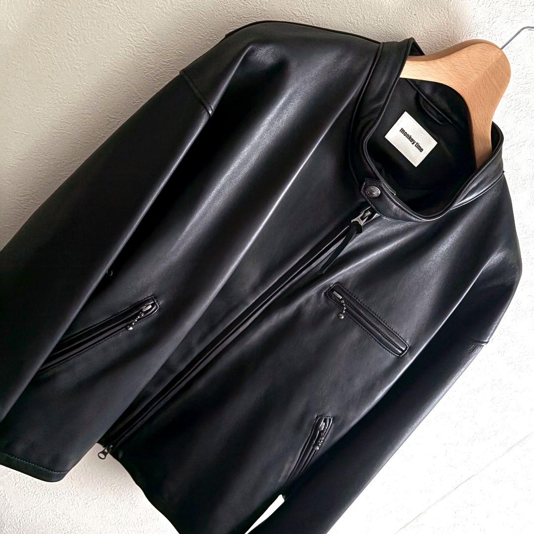 モンキータイムオーバーサイズレザーライダースジャケット本革メゾンスペシャル好きに