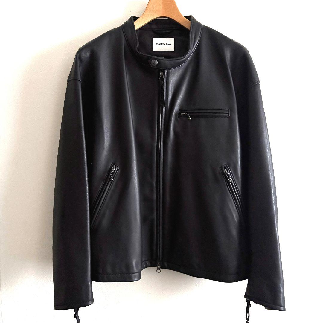 モンキータイムオーバーサイズレザーライダースジャケット本革メゾンスペシャル好きに