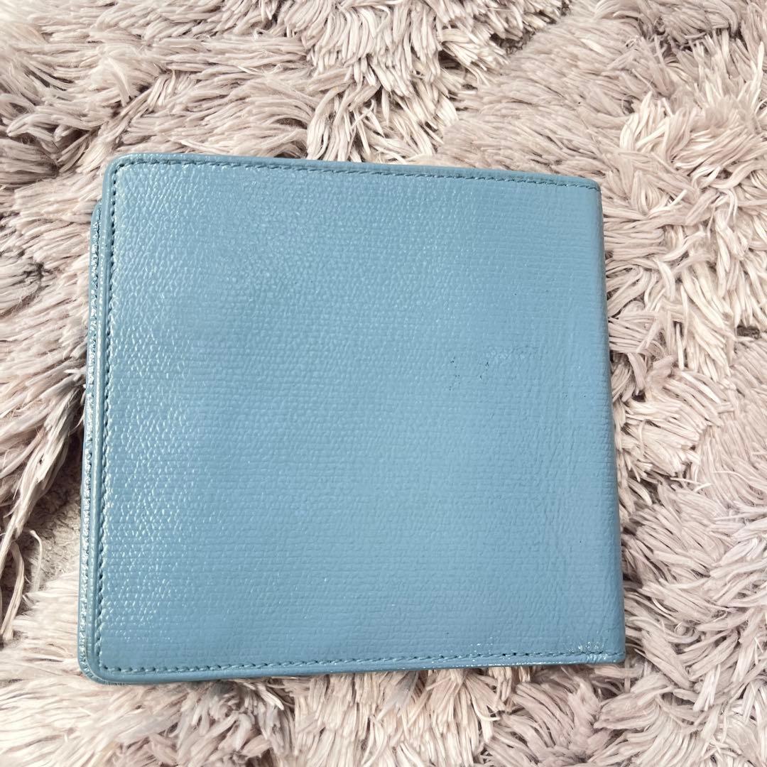 CHANEL 折り財布　ココマーク　ココボタン　水色　レディース