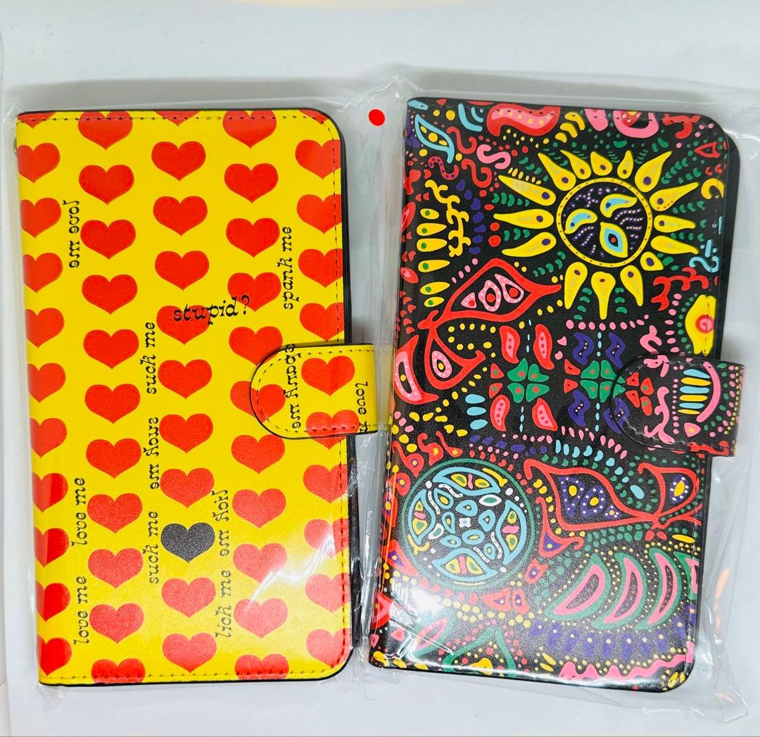 hide スマホケース Lサイズ イエローハート ペイント