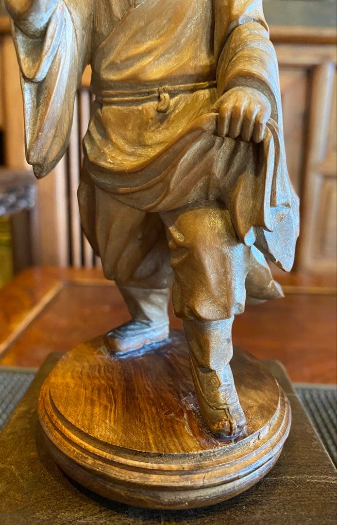 台湾木彫彫刻　福禄寿/仙人 鑑賞台座付 ヴィンテージ　レア 中国　台湾茶器