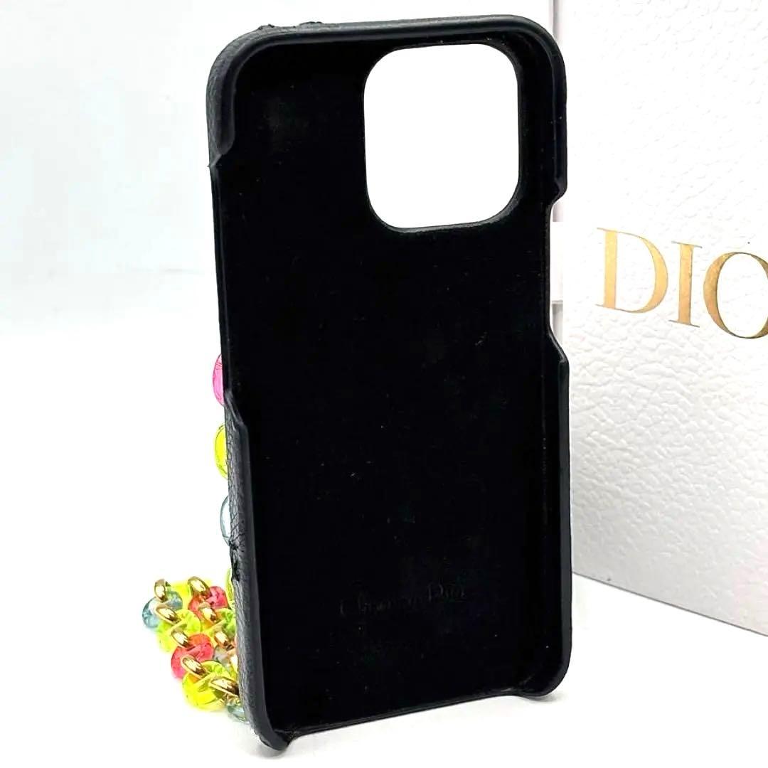 極美品 箱袋付き ディオール カナージュ iPhone13Pro ケース 黒 革