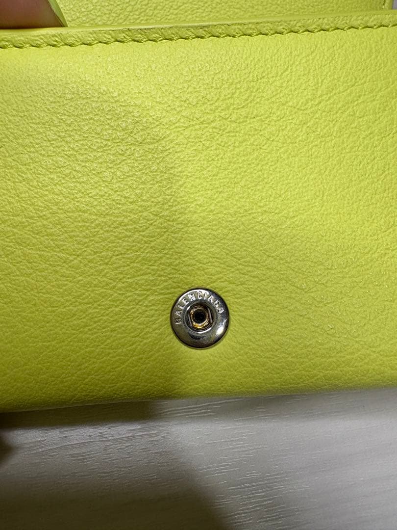 BALENCIAGA 三つ折り財布 ネオンイエロー ミニウォレット　美品