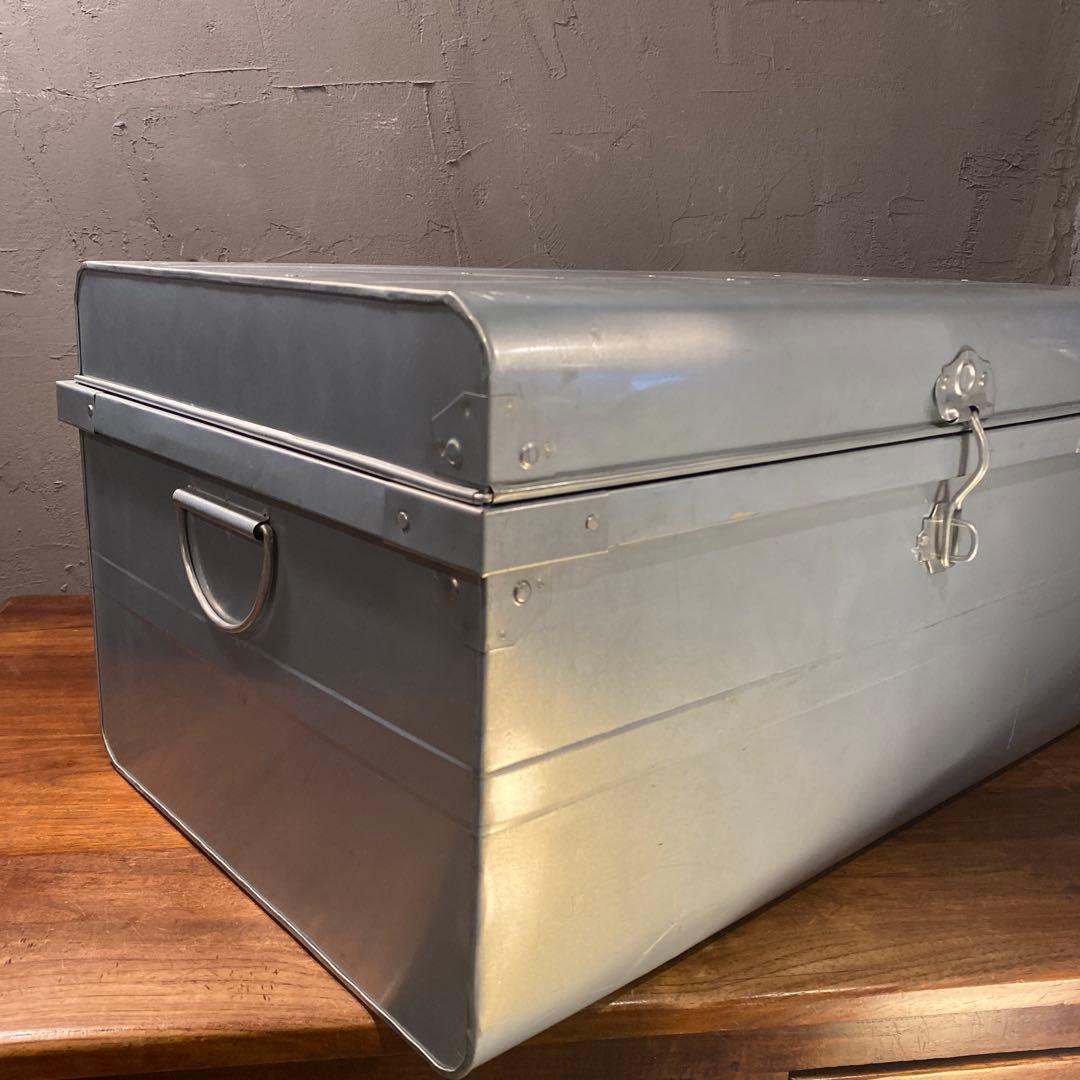 ブリキのトランクケース ヴィンテージ インテリア 収納 キャンプ L
