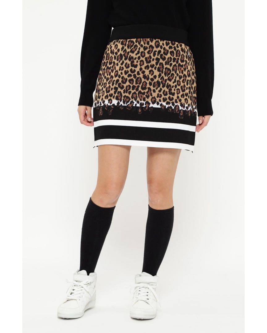 【新品・未使用】パーリゲーツ レオパード×ボーダー　ニットスカート
