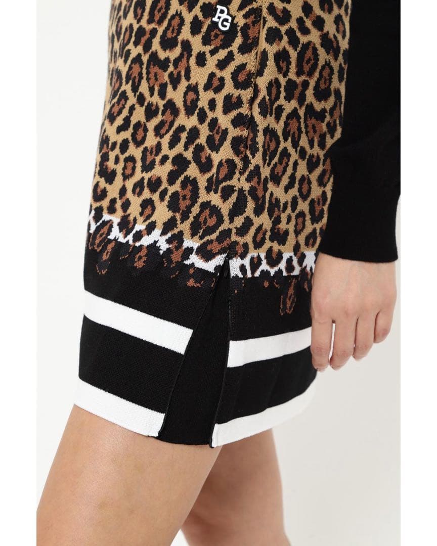 【新品・未使用】パーリゲーツ レオパード×ボーダー　ニットスカート