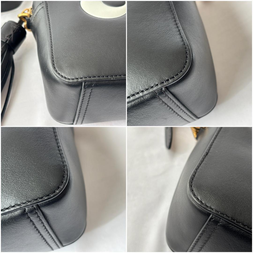 極美品 アニヤハインドマーチ レザー ショルダーバッグ チェーン ブラック