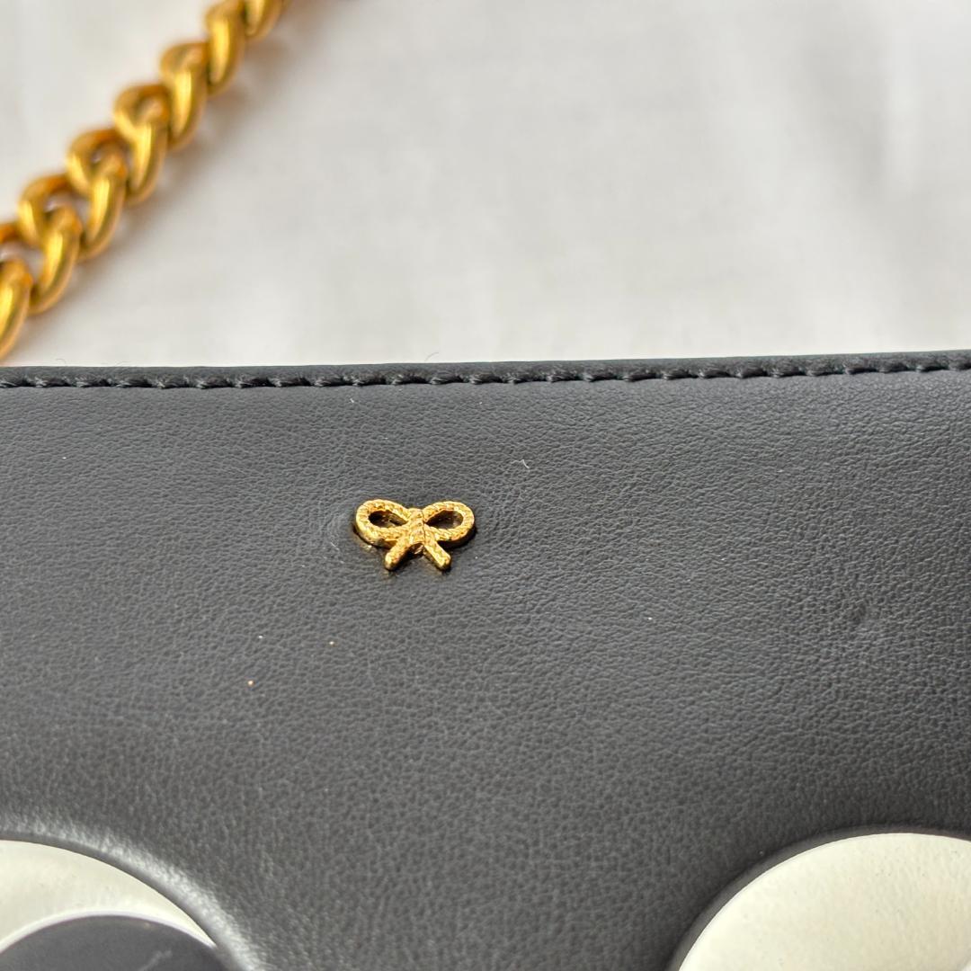 極美品 アニヤハインドマーチ レザー ショルダーバッグ チェーン ブラック