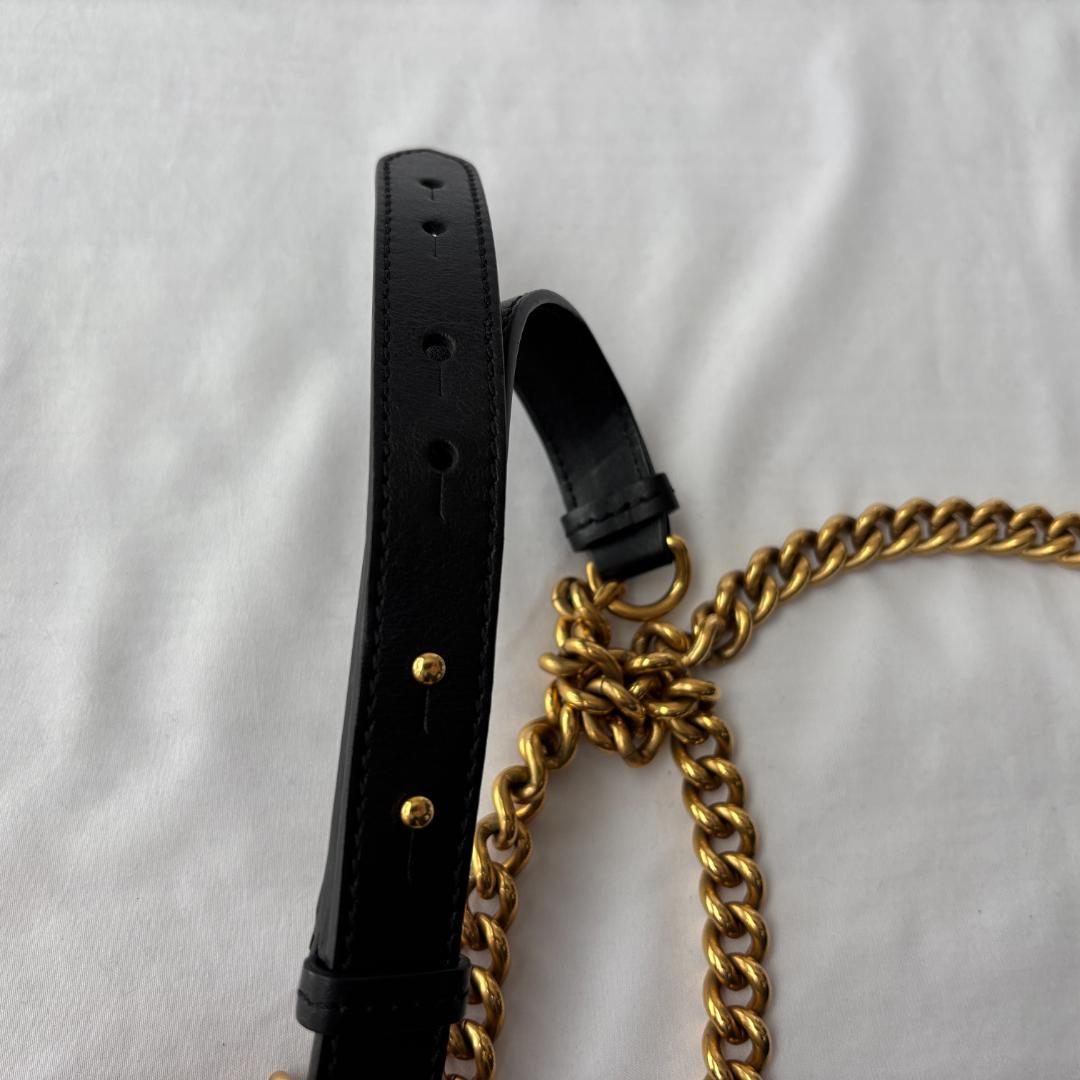 極美品 アニヤハインドマーチ レザー ショルダーバッグ チェーン ブラック