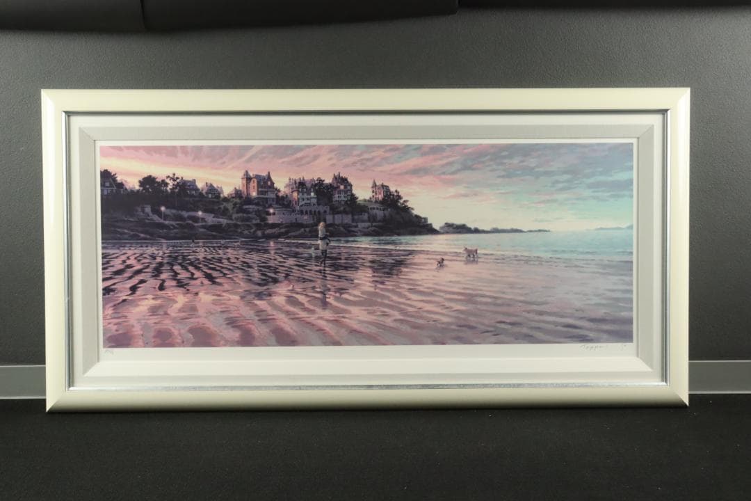 真作保証 笹倉鉄平 「エクリューズ浜」シルクスクリーン 直筆サイン 光の情景画家