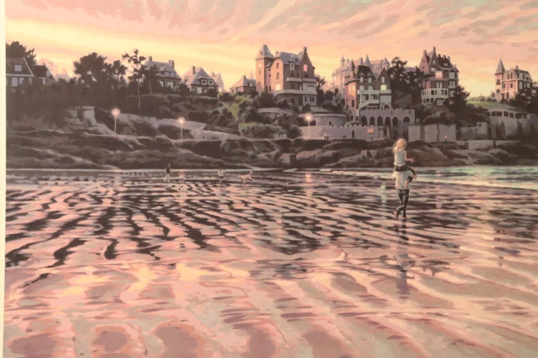 真作保証 笹倉鉄平 「エクリューズ浜」シルクスクリーン 直筆サイン 光の情景画家