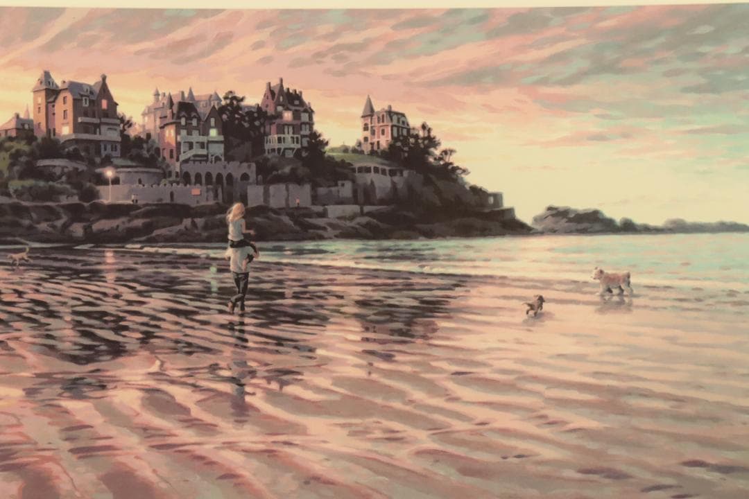 真作保証 笹倉鉄平 「エクリューズ浜」シルクスクリーン 直筆サイン 光の情景画家