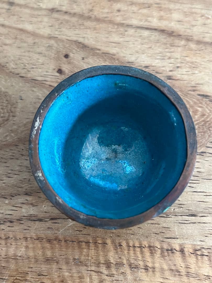 清朝末期 中華民国時代 中国七宝 七宝焼　ガラス工芸 お猪口 中国古美術