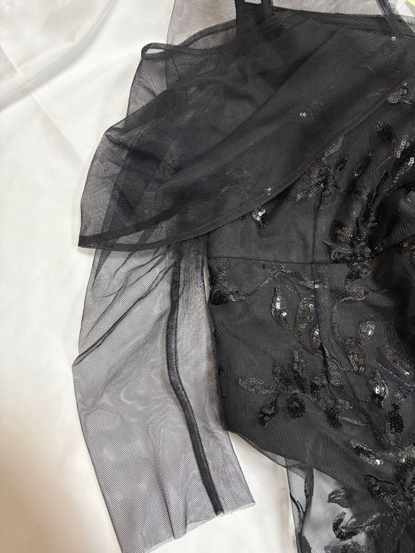 Leja オフショルダー レース パーティードレス 黒 S