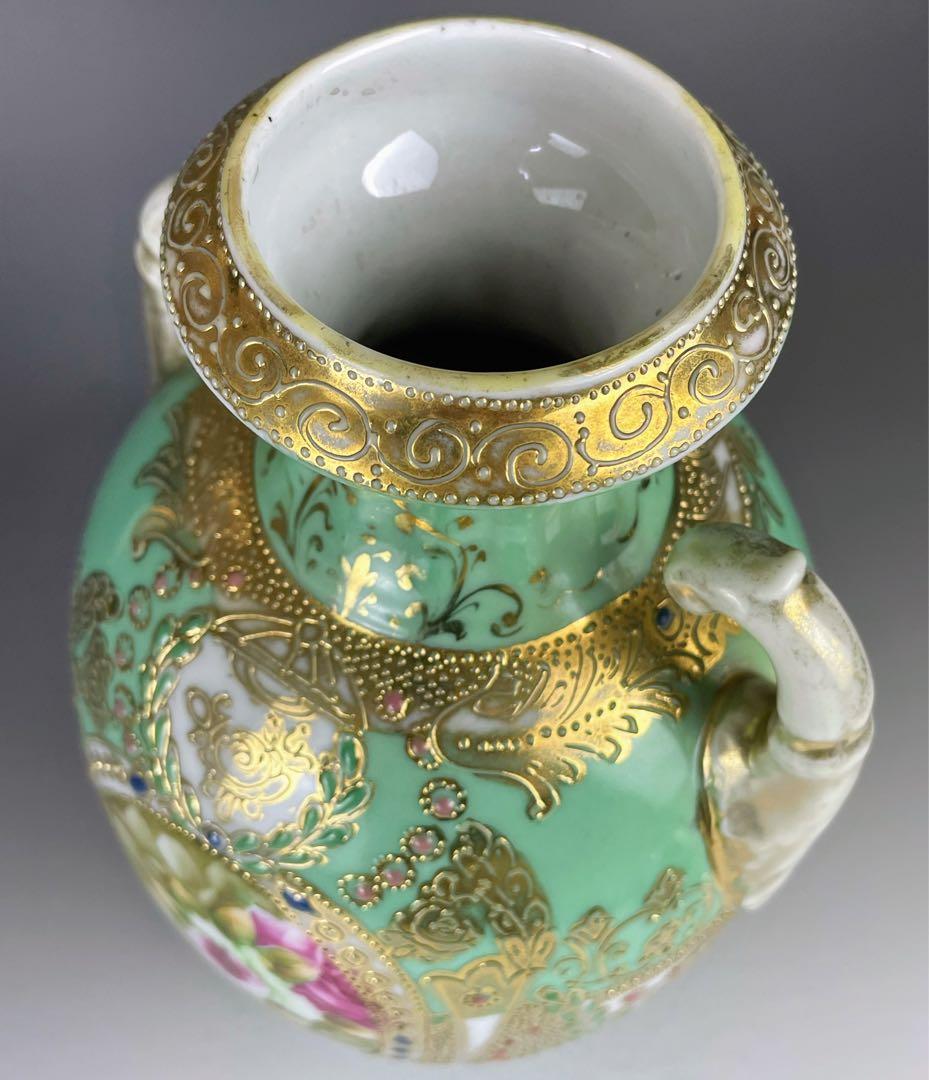 【大型】オールドノリタケ ２６㎝ アールヌーボー 薔薇紋花瓶 ジュエル ジュール