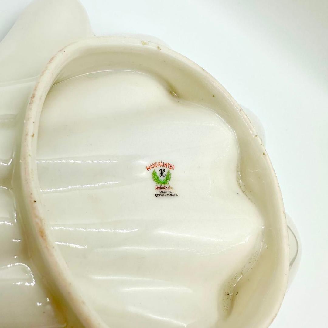 【希少】戦後・占領期 手描きシェル皿｜金彩×和柄｜ヴィンテージ 昭和レトロ