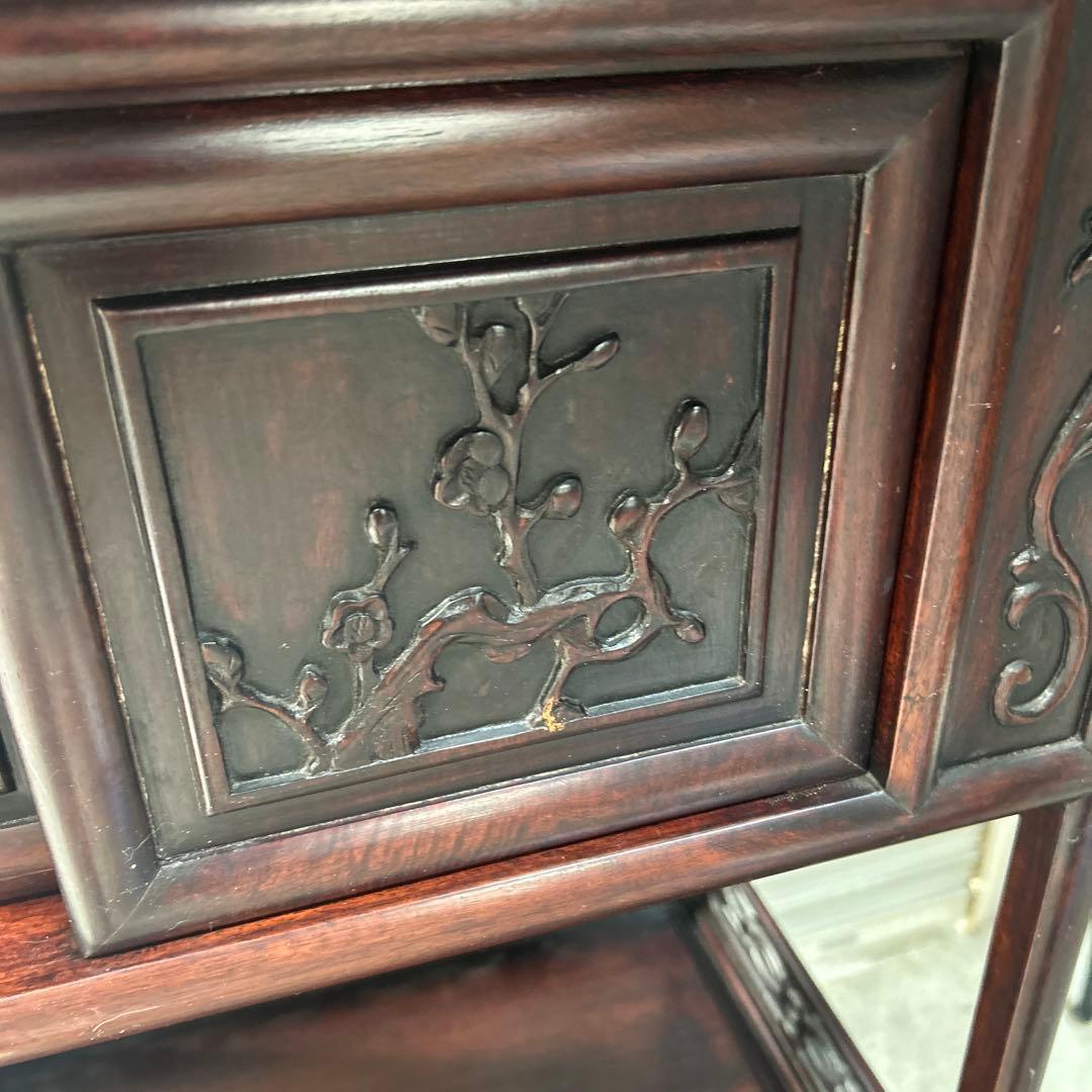 アンティーク　木製彫刻付き　飾り棚