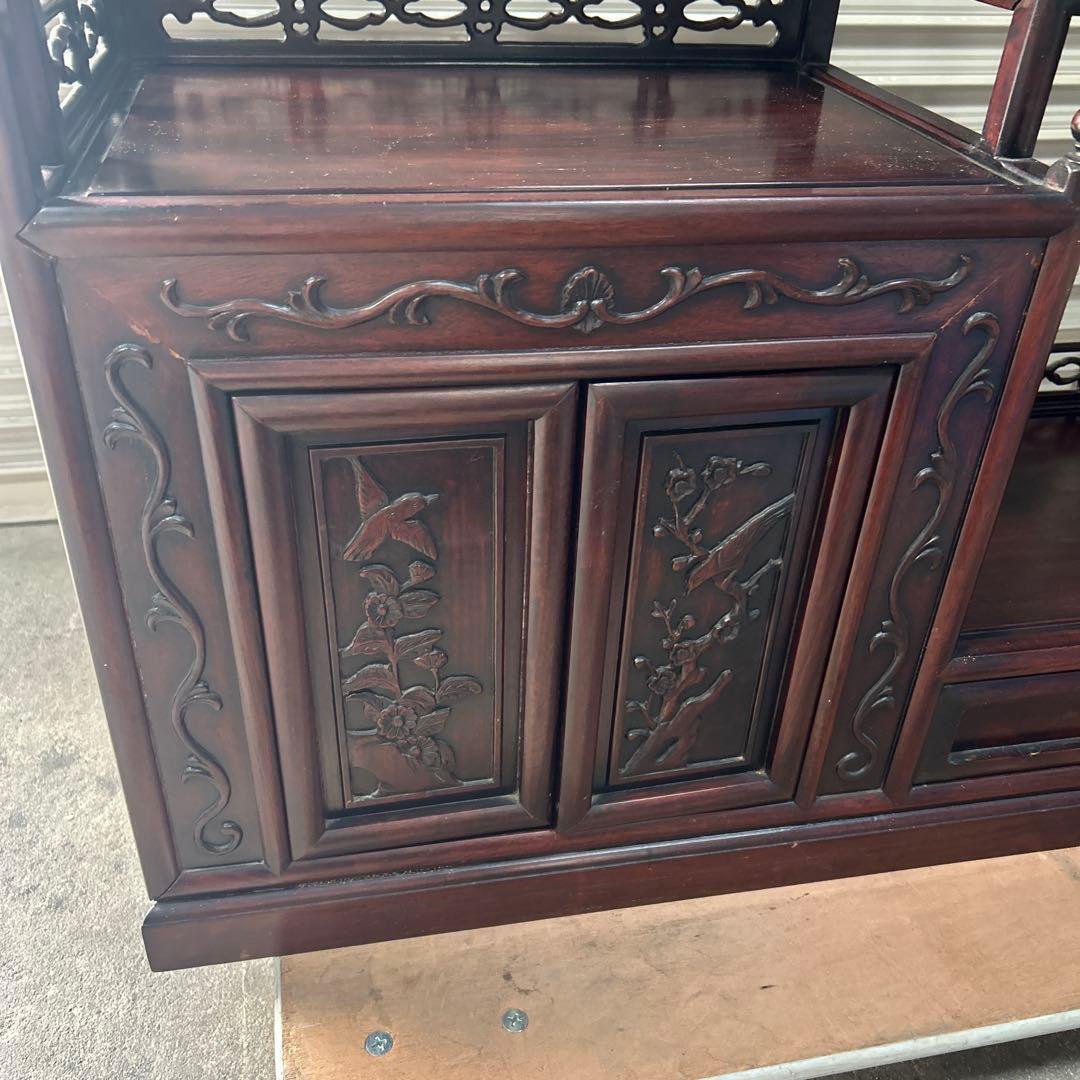 アンティーク　木製彫刻付き　飾り棚