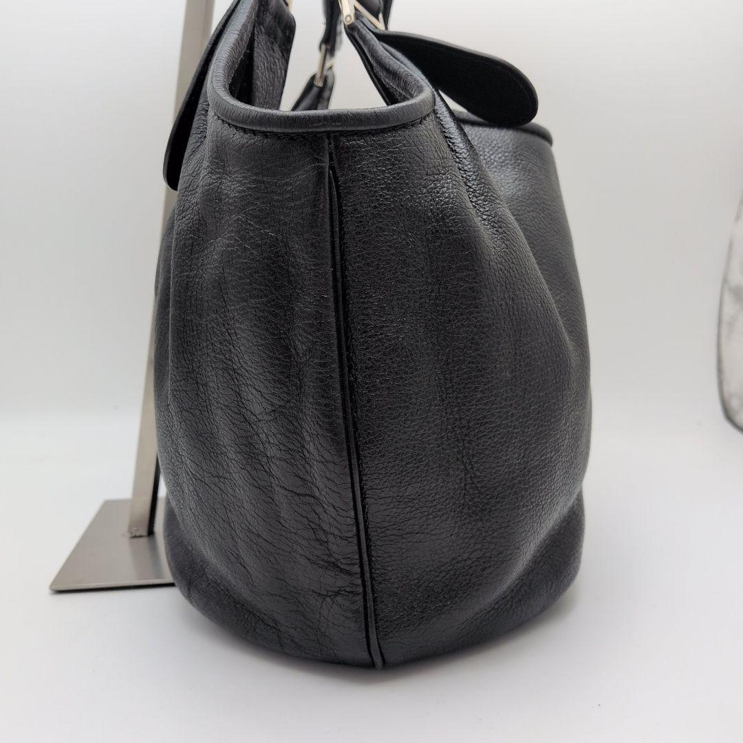 【極美品】HIROFU　トートバッグ　シボ革　Hロゴ ブラック