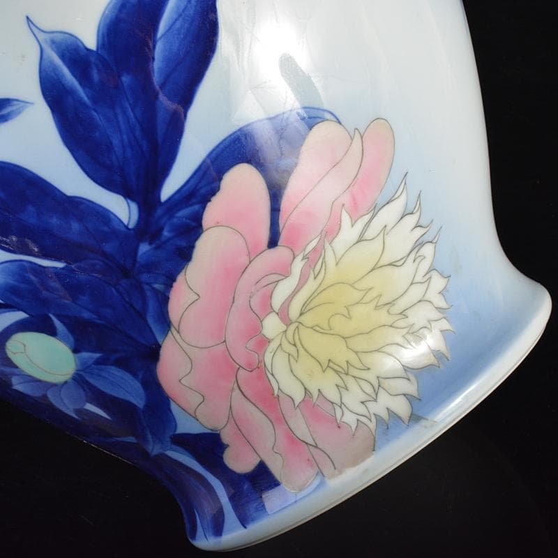 有田焼　宮内庁御用達　深川製磁　花文　花瓶　時代箱　M　R6410B