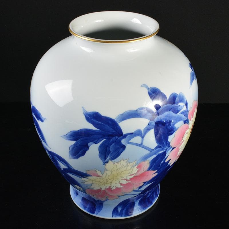 有田焼　宮内庁御用達　深川製磁　花文　花瓶　時代箱　M　R6410B