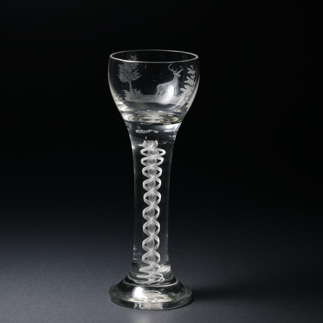 アンティークグラス　ベネチア　ツイストステムゴブレット　トナカイ　R1334ダI
