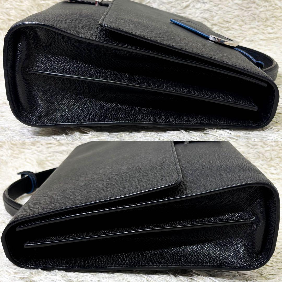 【未使用級】ブルガリ ビジネスバッグ グレインカーフ 2室 ブラック メンズ