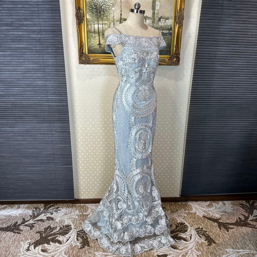 ★要プロフ確認★あなばら いづみ様 ライトブルー オフショルダー刺繍ドレス