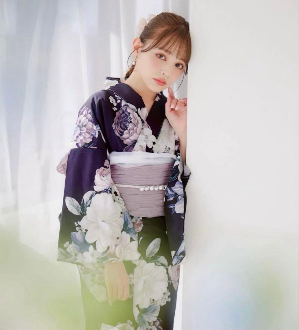 クラシカルフラワーブーケ浴衣 sugar nine 帯飾り 平児帯付き