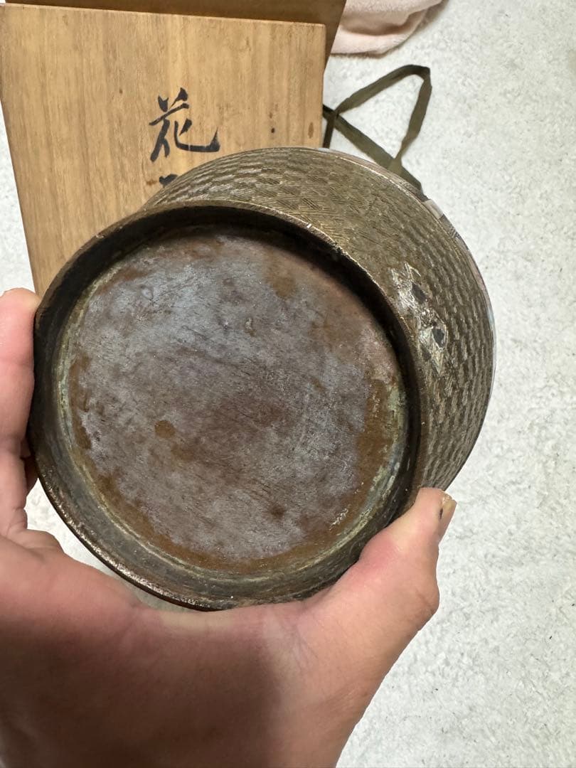 【希少骨董品】 中国 花瓶 壺 美術 古銅 古玩 亀甲文 七宝 双獣耳時代物