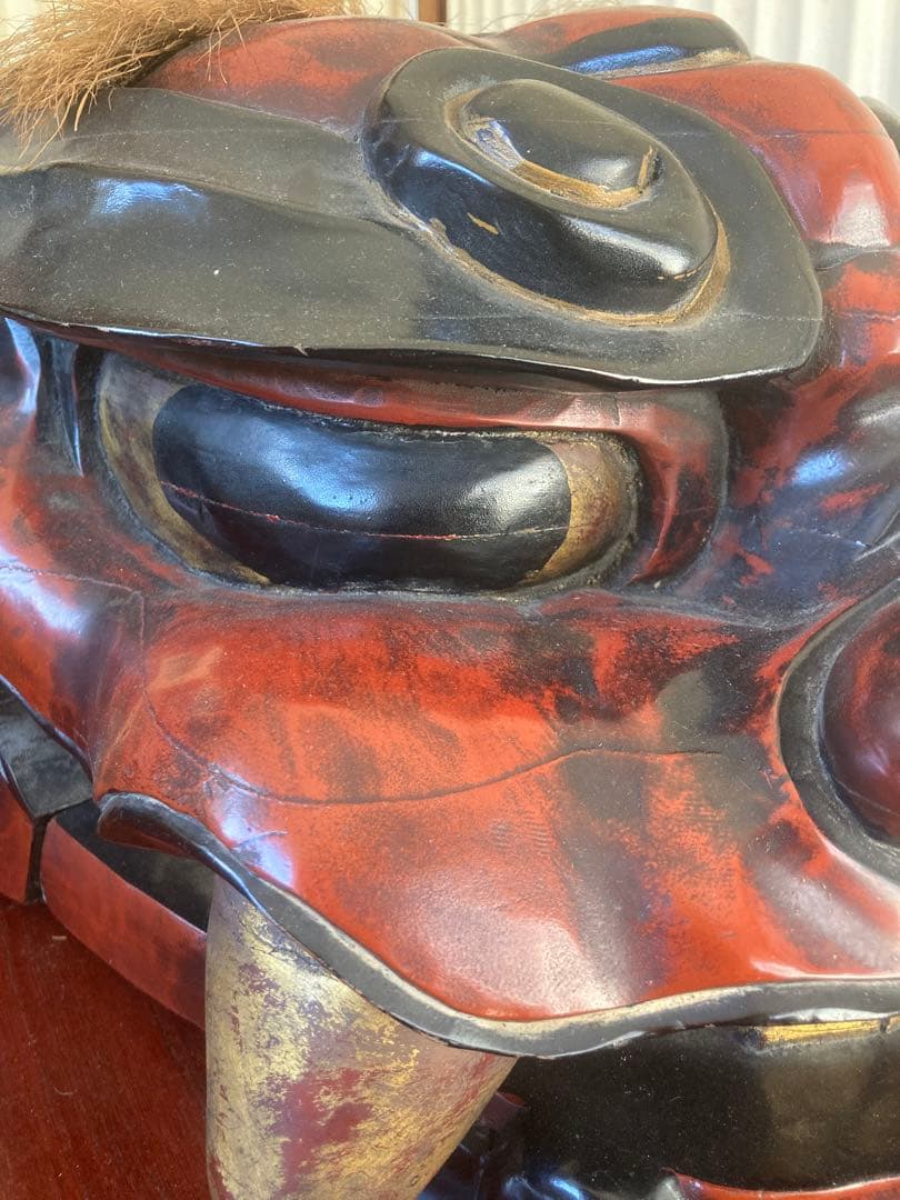 獅子頭 獅子舞 木製 特大 工芸品 骨董品 祭り