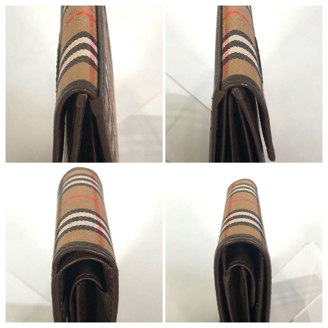 【未使用品】バーバリー 二つ折り財布 ノバチェック キャンバス ブラウン