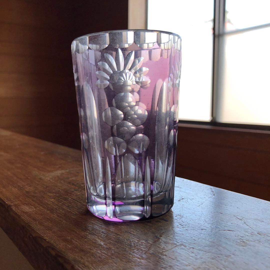 昭和レトロ　被せガラスコップセット