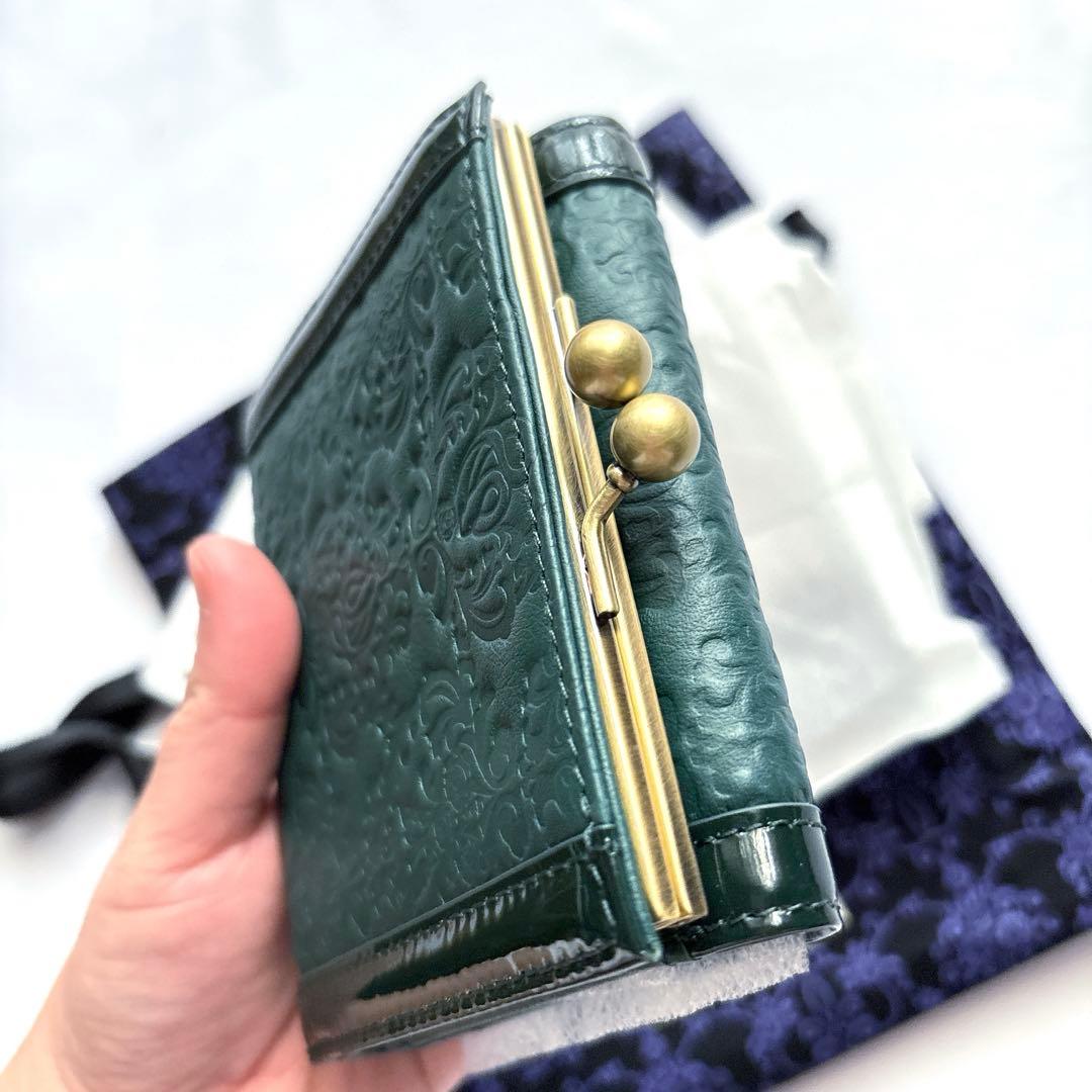 【新品】ANNA SUI アナスイ セルパン がま口二つ折り財布 グリーン 緑